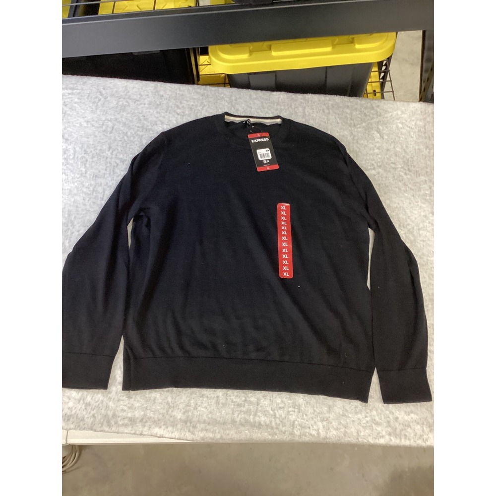 Express‎ Mens Lightweight Crewneck Sweater Black XL EX010886 Long Sleeve Knit